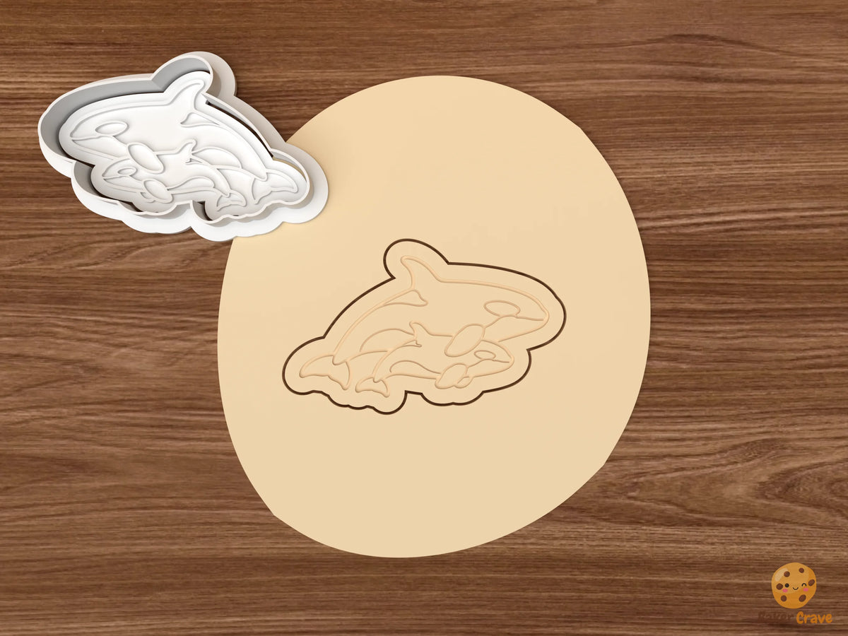 Orca Whale Cookie Cutter Set STL File - dough orca mother and calf