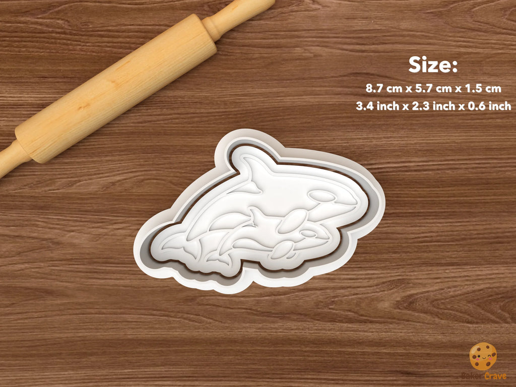 Orca Whale Cookie Cutter Set STL File - single orca mother and calf
