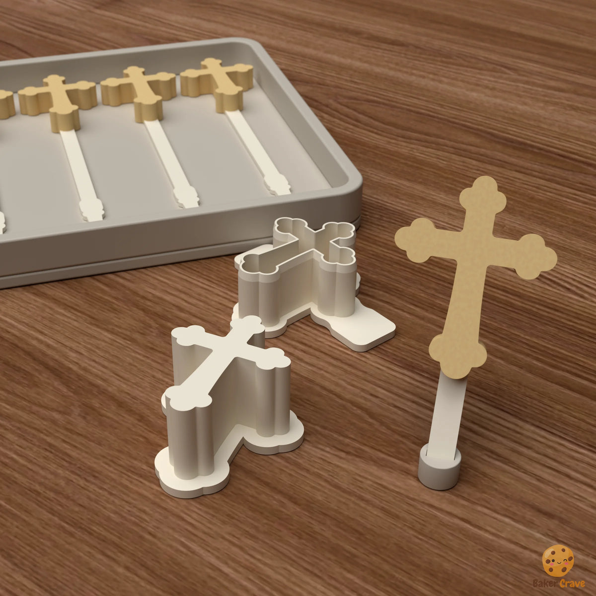 Ornate Trefoil Cross Cake Pop Mold STL File