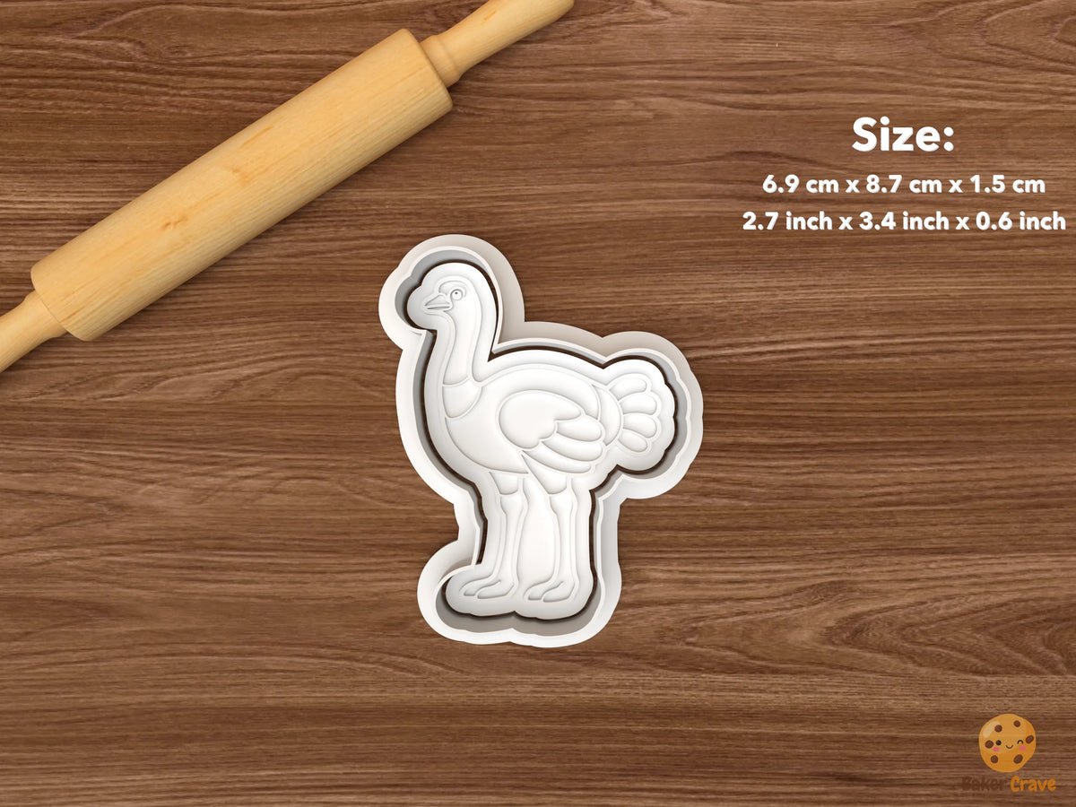 Ostrich Cookie Cutter Set STL File - single standing ostrich