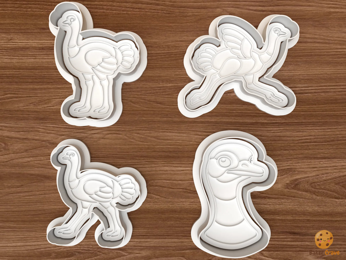 Ostrich Cookie Cutter Set STL File - 01 set main