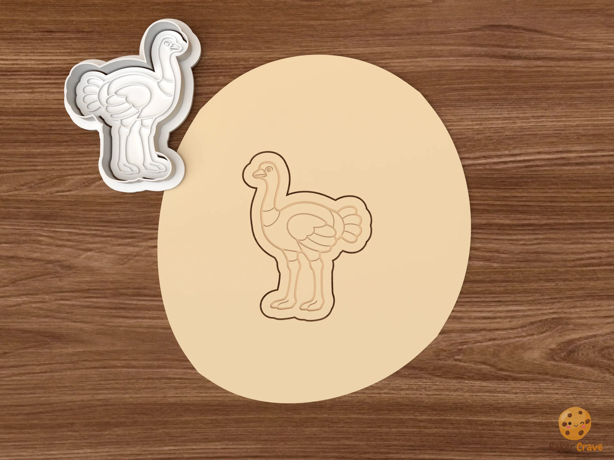 Ostrich Cookie Cutter Set STL File - dough standing ostrich
