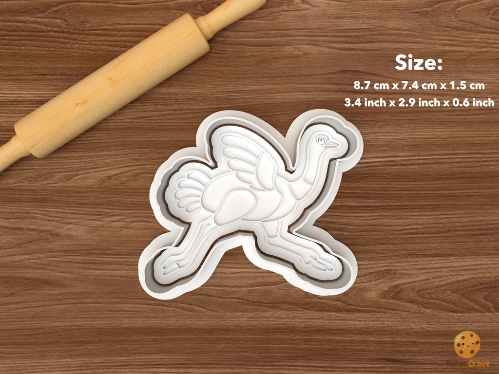 Ostrich Cookie Cutter Set STL File - single running ostrich