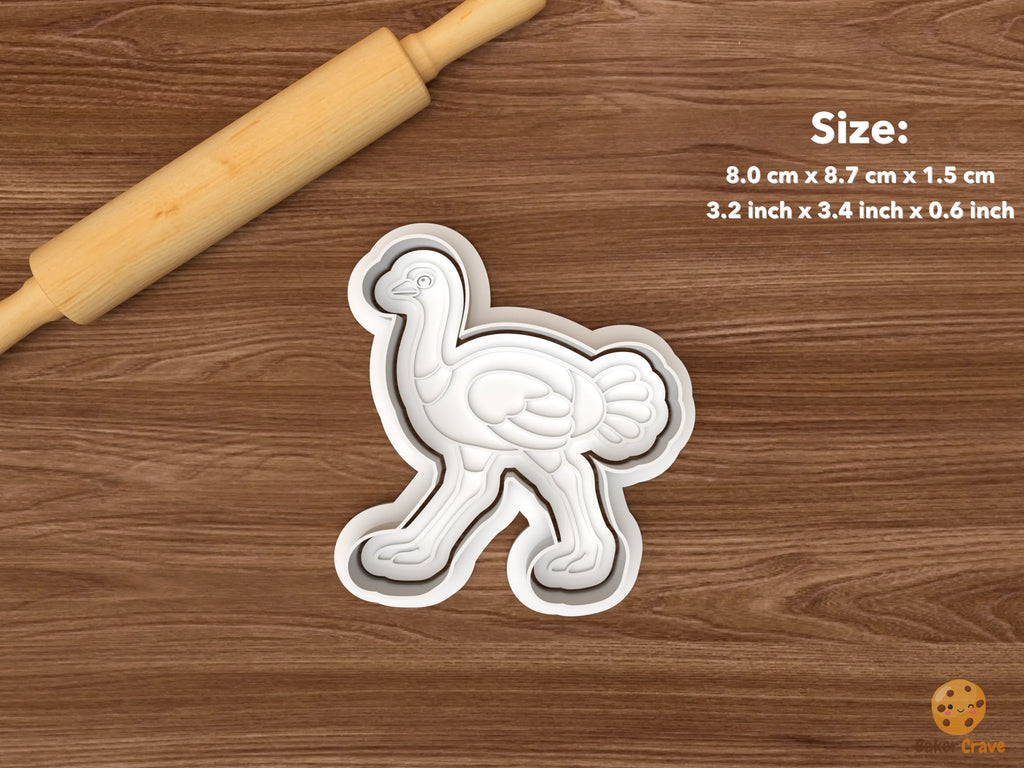 Ostrich Cookie Cutter Set STL File - single walking ostrich