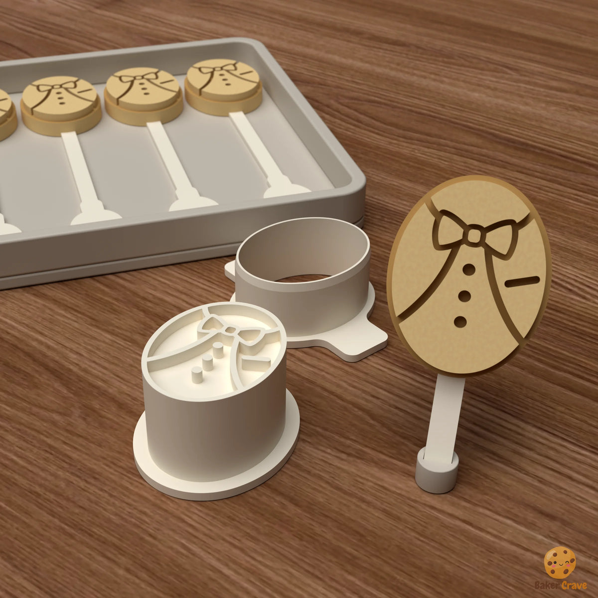 Oval Tuxedo Cake Pop Mold STL File