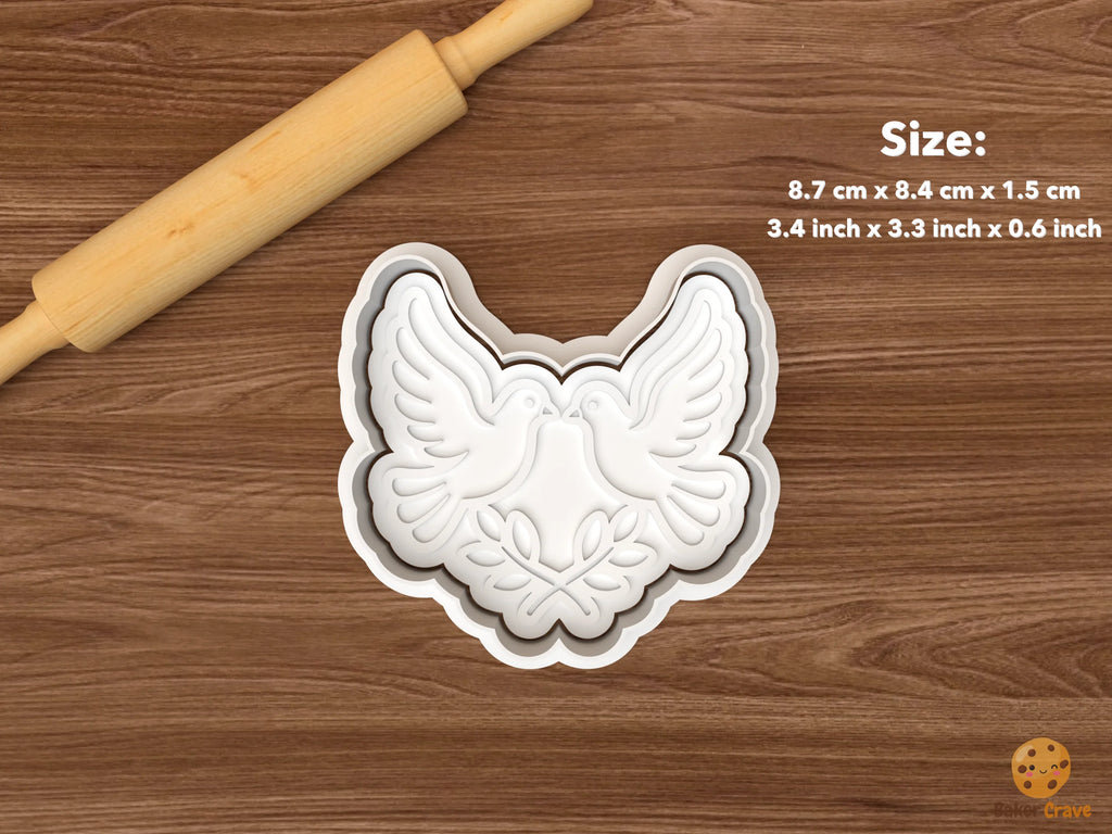 Peace Dove Cookie Cutter Set STL File - single two doves with laurel branches