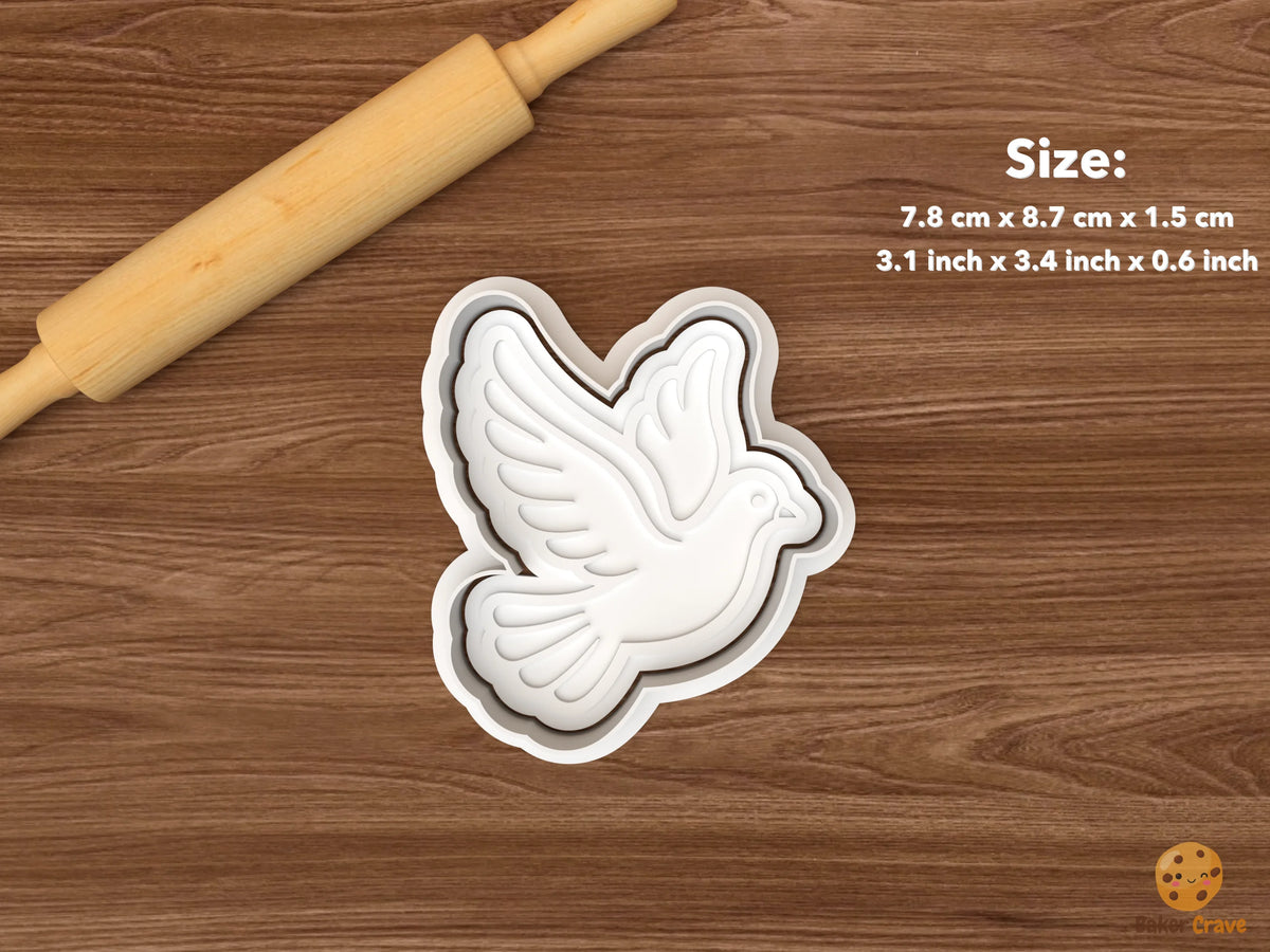 Peace Dove Cookie Cutter Set STL File - single flying dove with raised wings