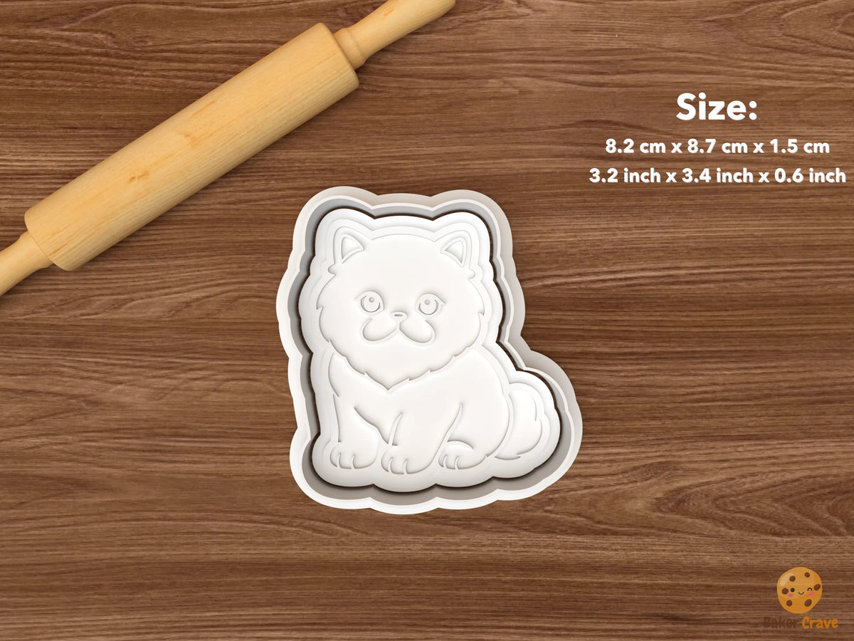 Persian Cat Cookie Cutter Set STL File - single seated persian kitten