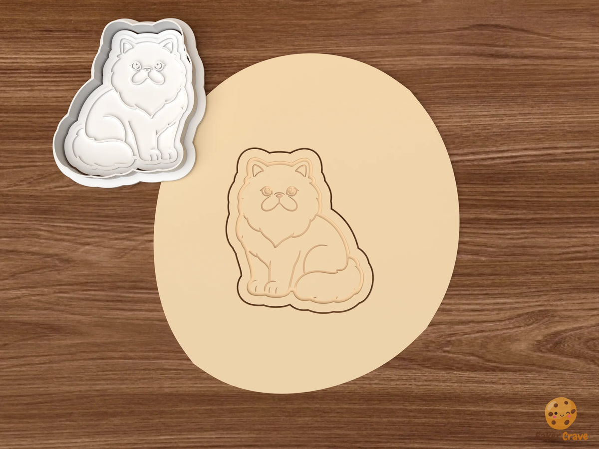 Persian Cat Cookie Cutter Set STL File - dough sitting persian cat
