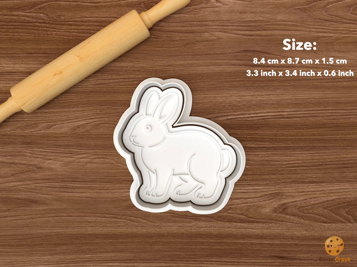 Pet Rabbit Cookie Cutter Set STL File - single standing rabbit