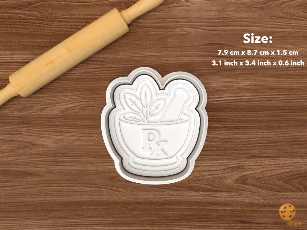 Pharmacy Graduation Cookie Cutter Set STL File - single rx mortar and pestle