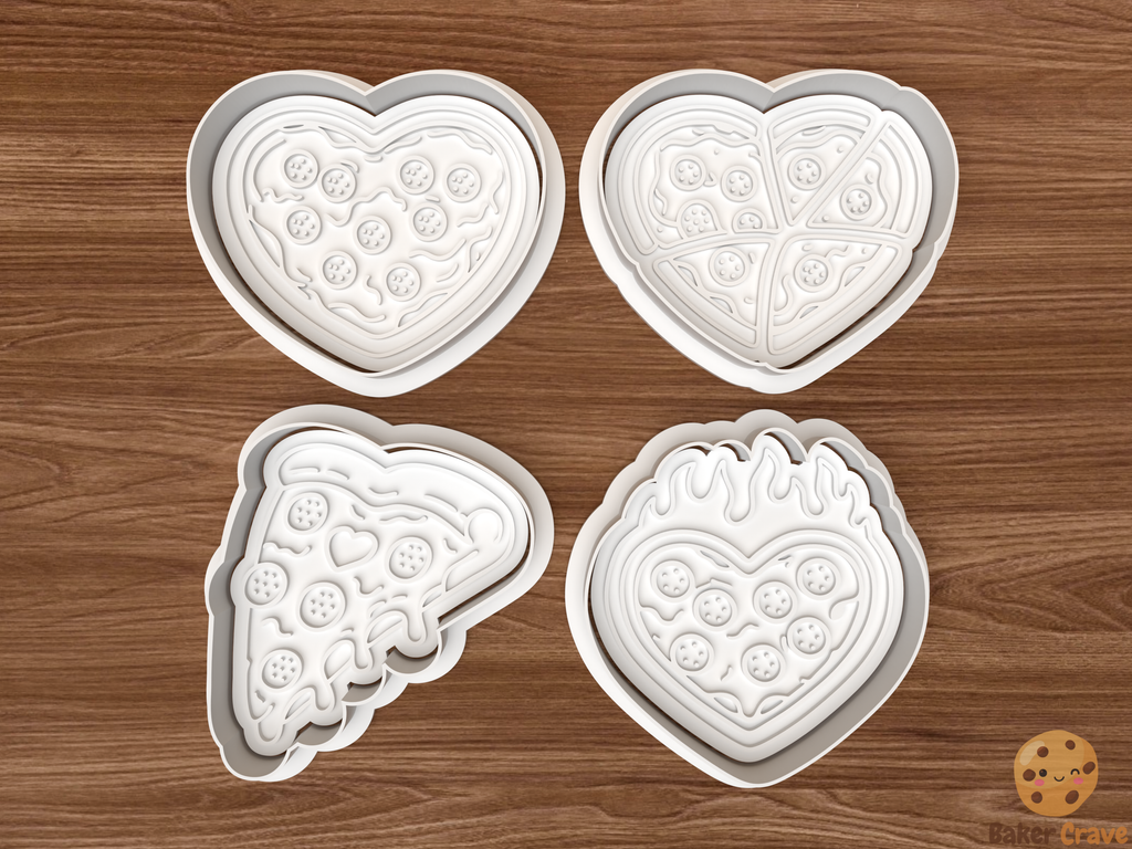 Valentine Pizza Cookie Cutter Set STL File - pizza1