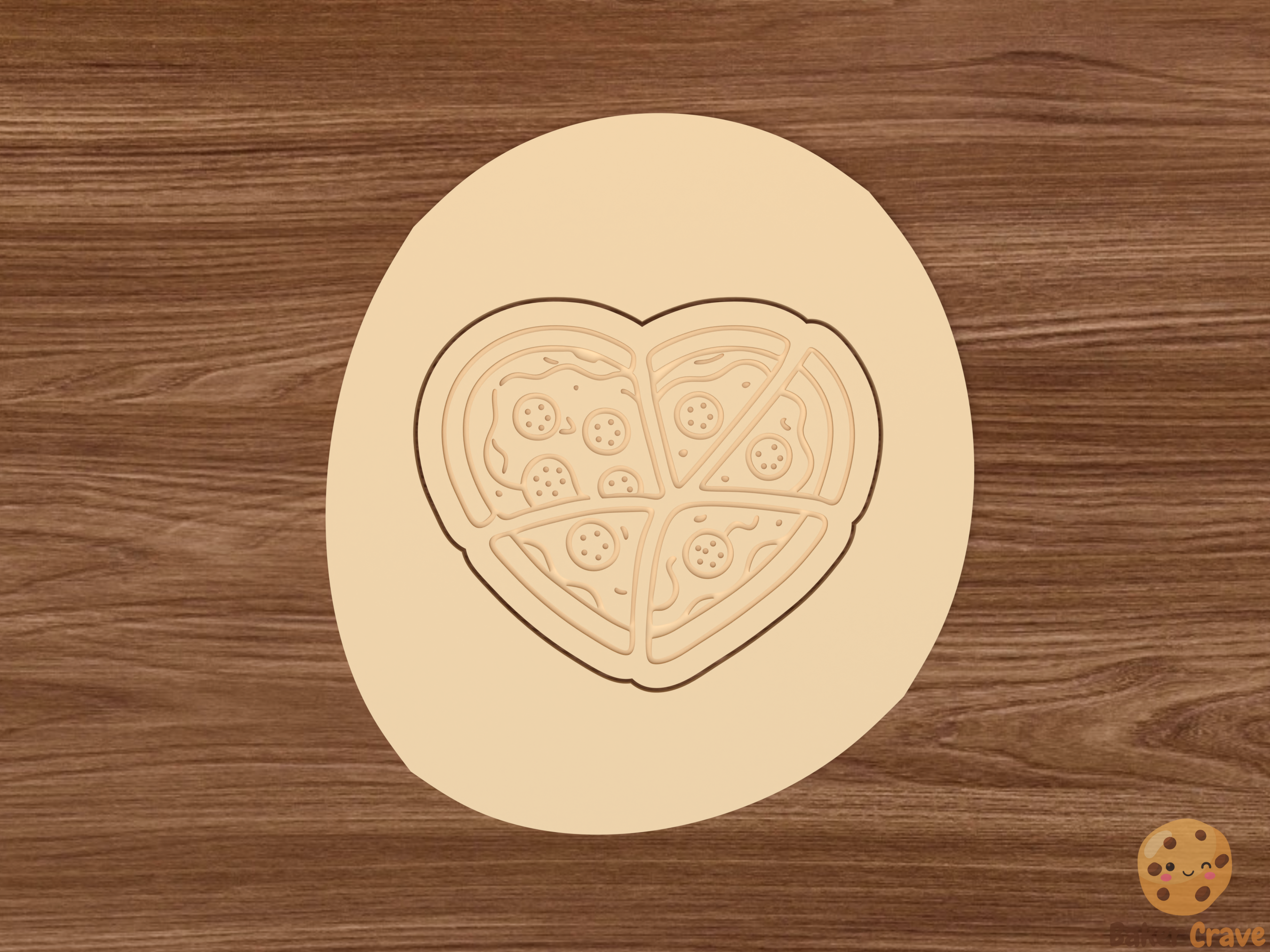 Valentine Pizza Cookie Cutter Set STL File - pizza2