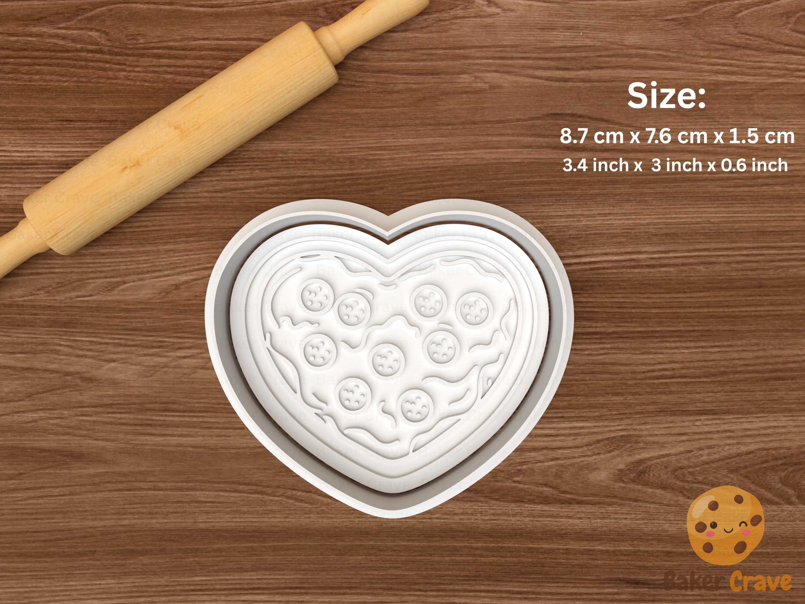 Valentine Pizza Cookie Cutter Set STL File - pizza6