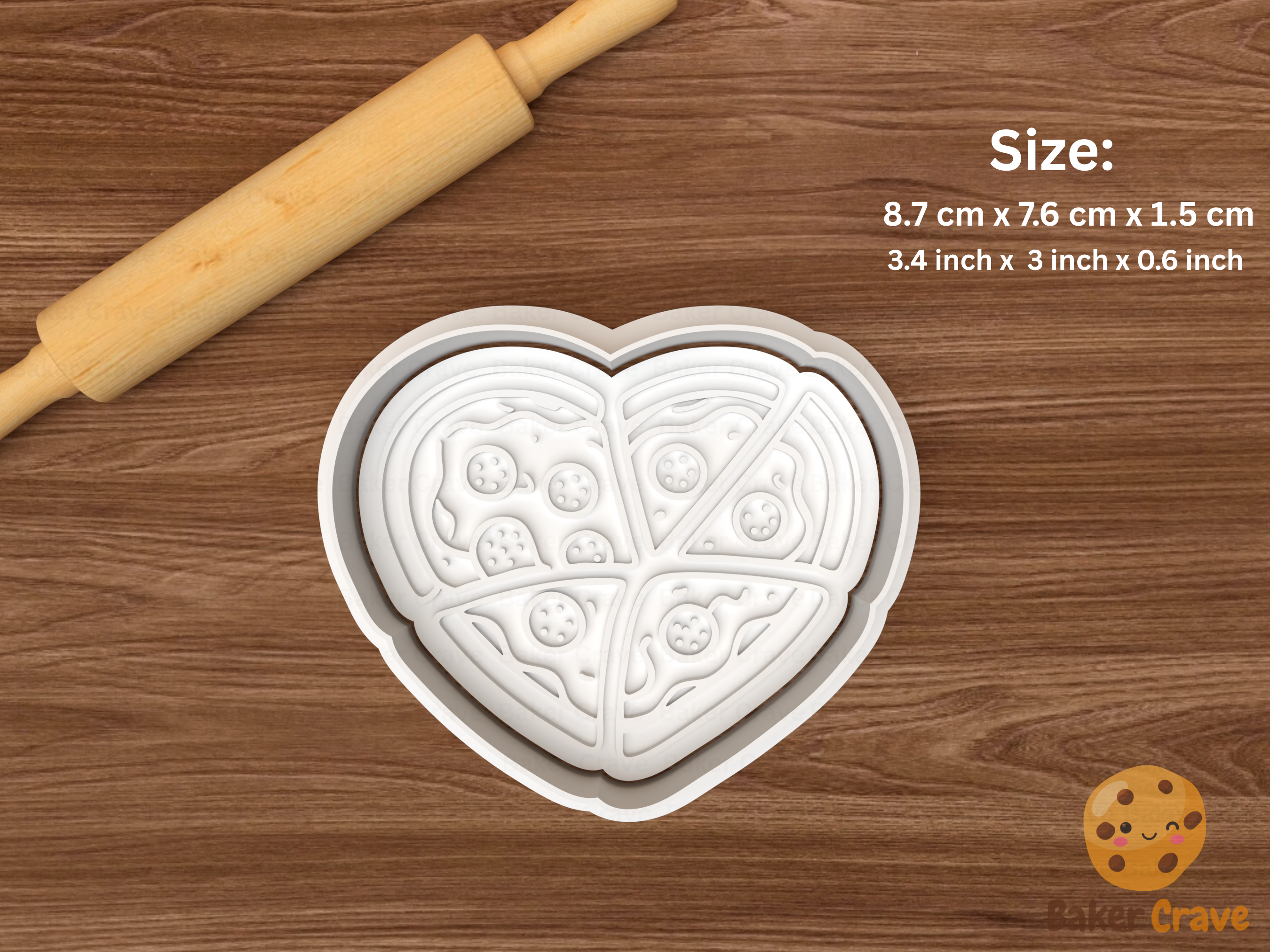 Valentine Pizza Cookie Cutter Set STL File - pizza7
