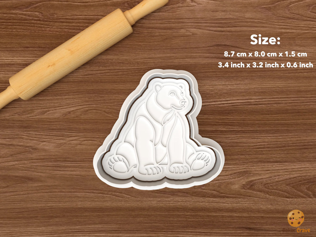Polar Bear Cookie Cutter Set STL File - single sitting polar bear