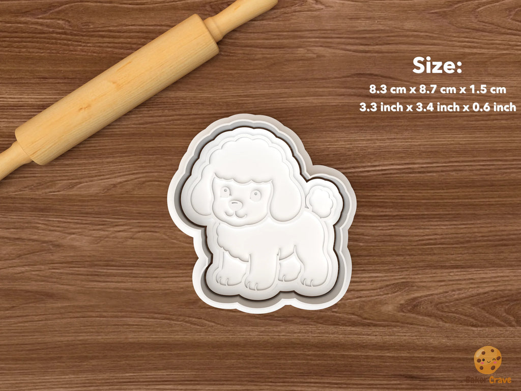 Poodle Dog Cookie Cutter Set STL File - single fluffy poodle puppy