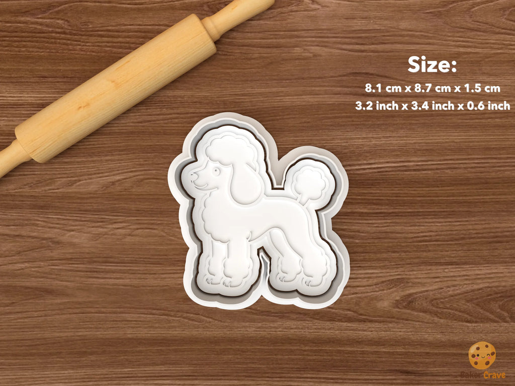 Poodle Dog Cookie Cutter Set STL File - single standing poodle dog side profile