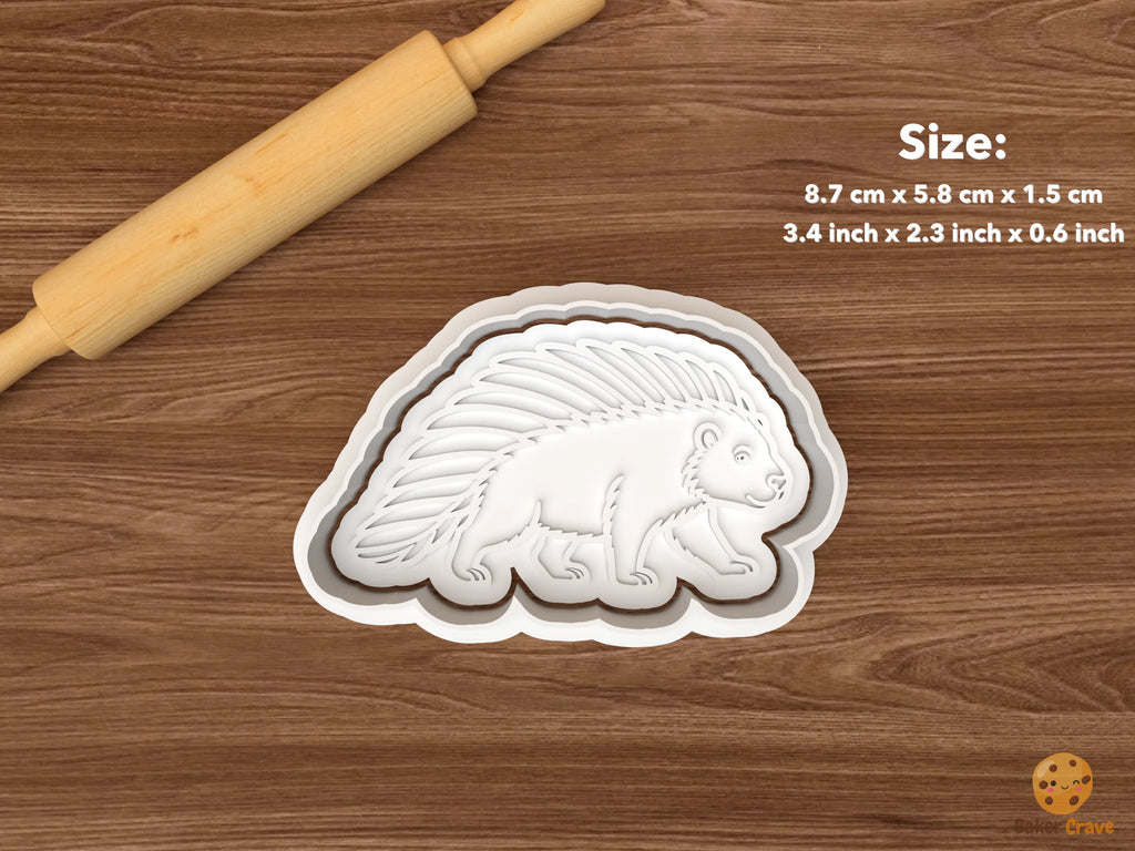 Porcupine Cookie Cutter Set STL File - single standing porcupine right