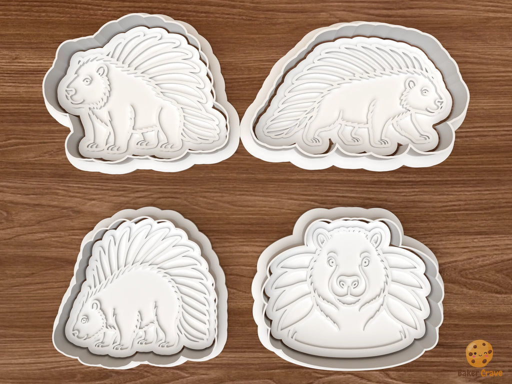 Porcupine Cookie Cutter Set STL File - 01 set main