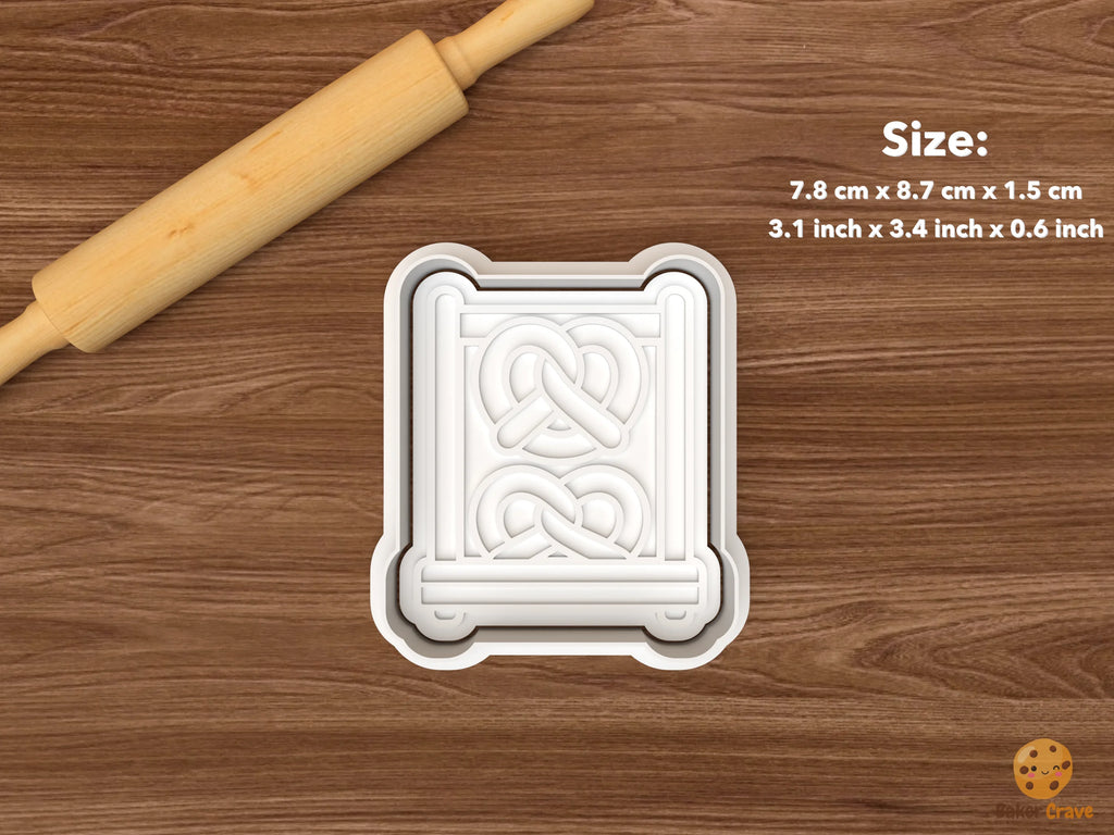 Pretzel Bakery Cookie Cutter Set STL File - single pretzel display rack