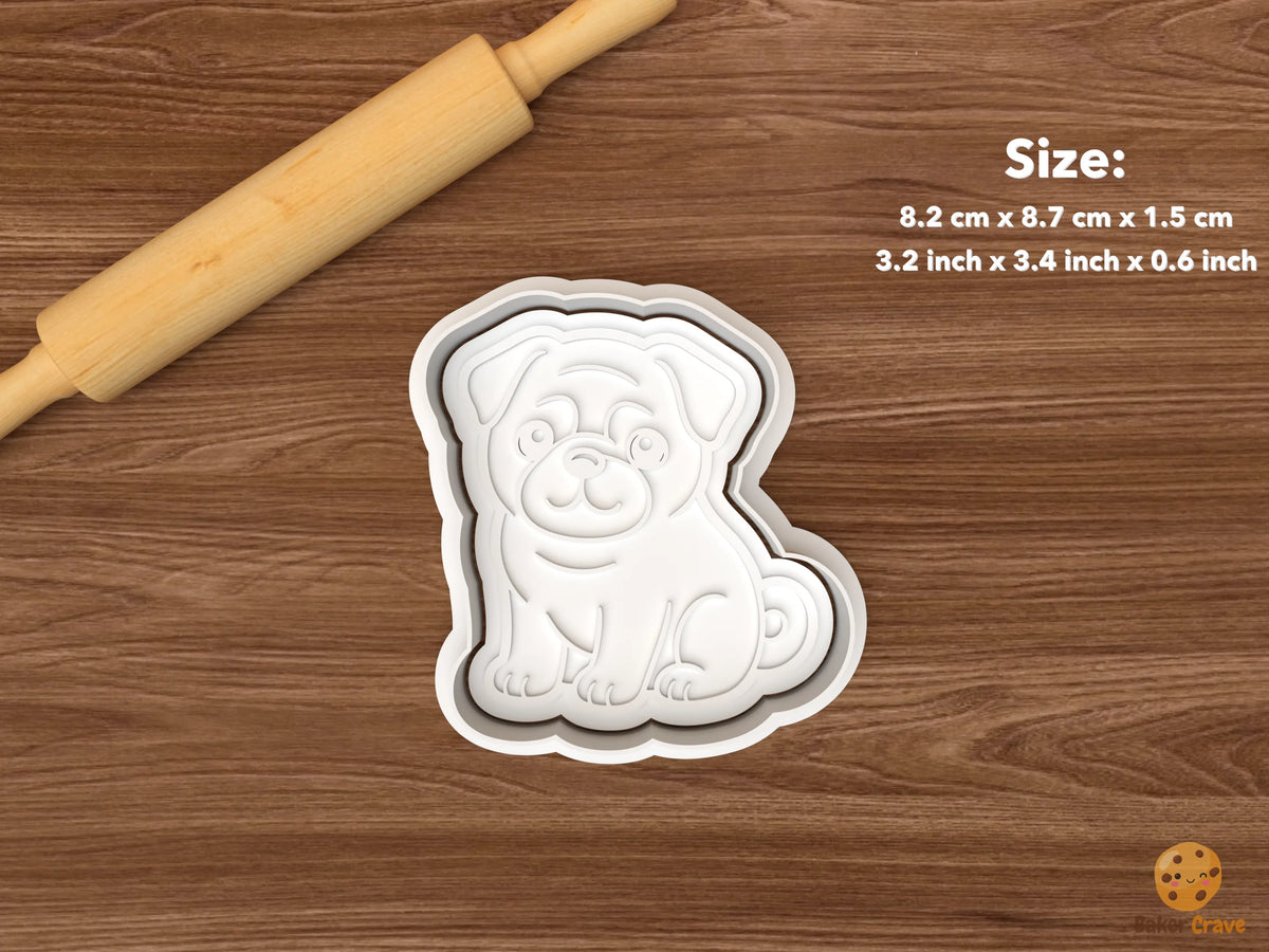 Pug Dog Cookie Cutter Set STL File - single sitting pug dog