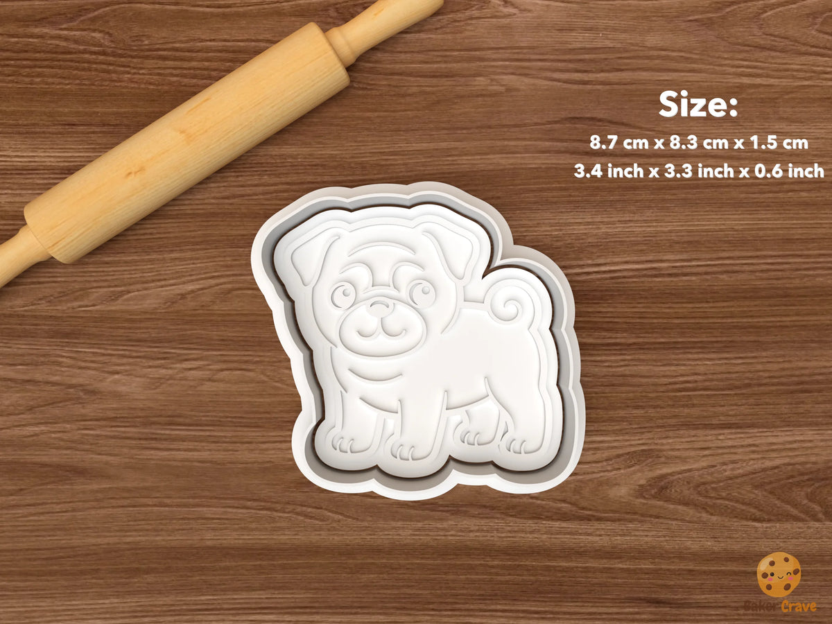Pug Dog Cookie Cutter Set STL File - single standing pug dog