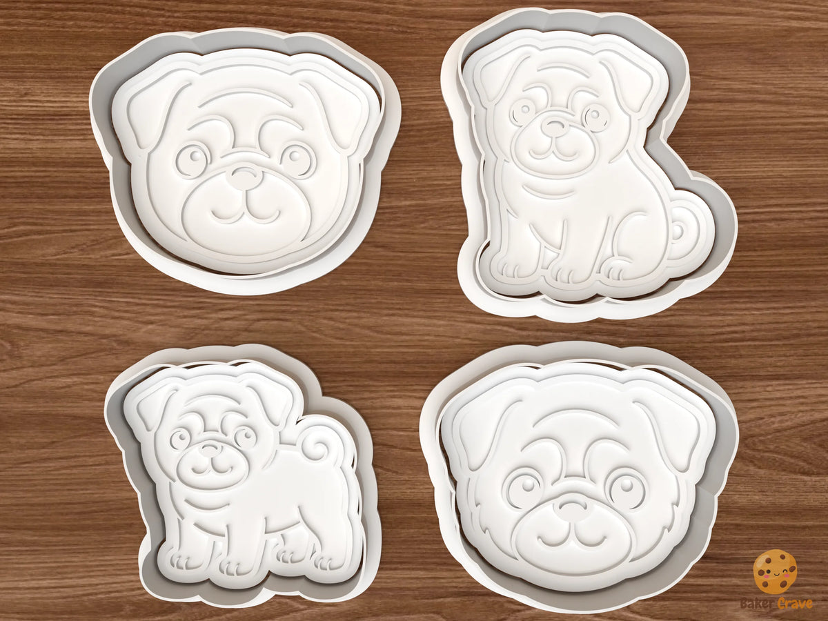 Pug Dog Cookie Cutter Set STL File - 01 set main
