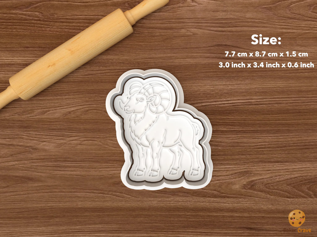 Ram Cookie Cutter Set STL File - single standing side view ram