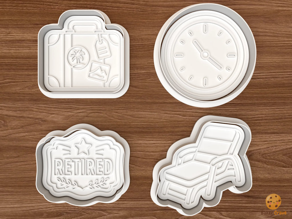 Retirement Party Cookie Cutter Set STL File - 01 set main