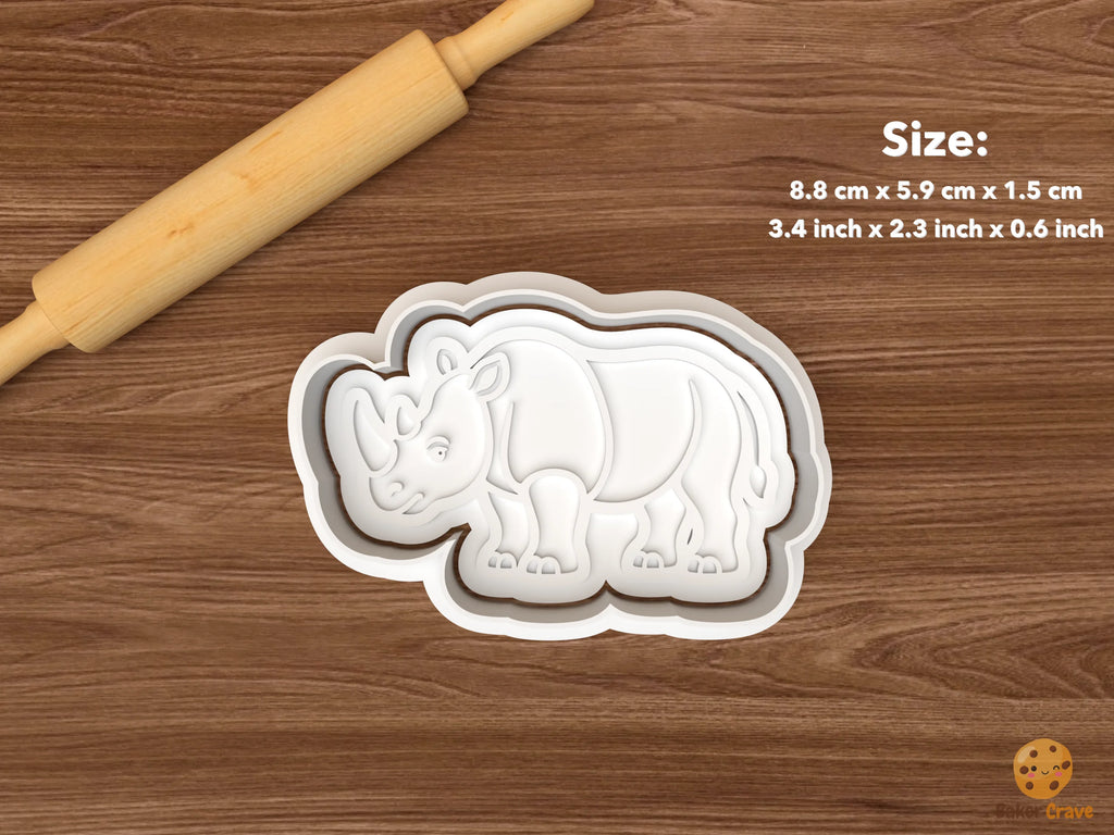 Rhino Cookie Cutter Set STL File - single standing rhino