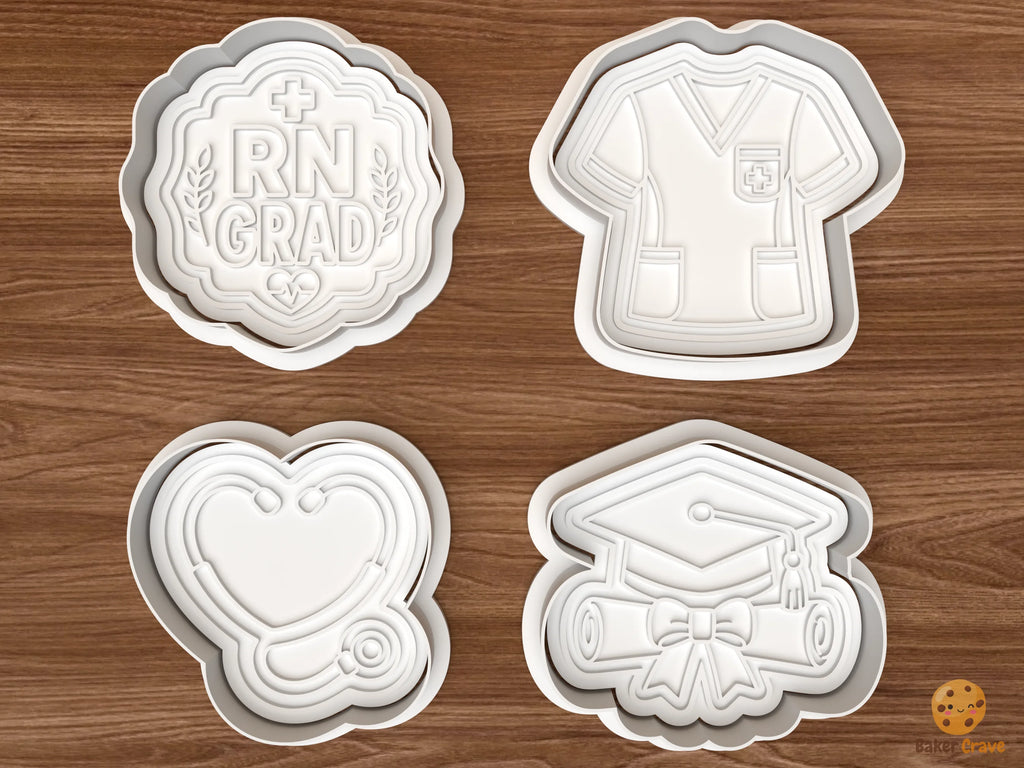 RN Graduation Cookie Cutter Set STL File - 01 set main