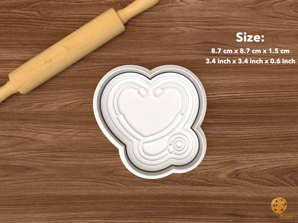 RN Graduation Cookie Cutter Set STL File - single heart stethoscope