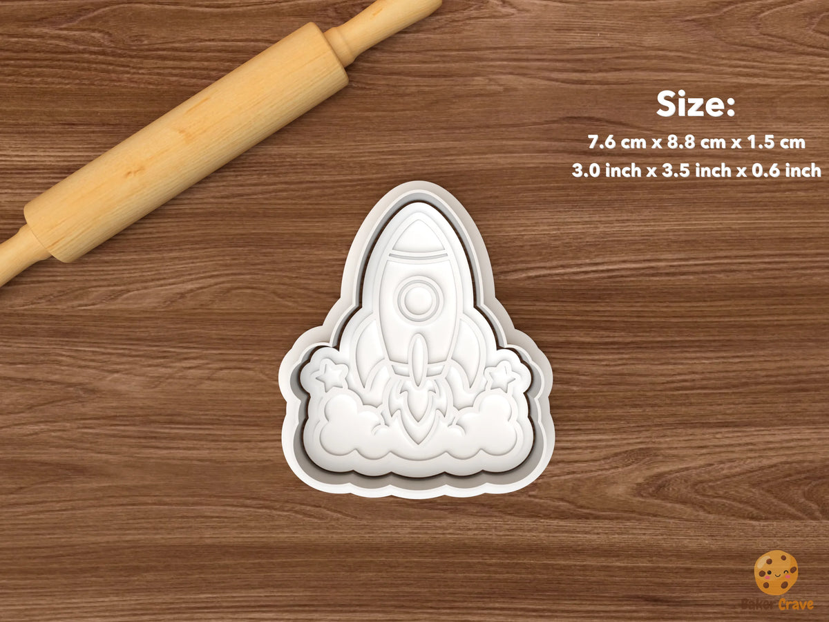 Rocket & Meteor Space Cookie Cutter Set - single rocket blast off