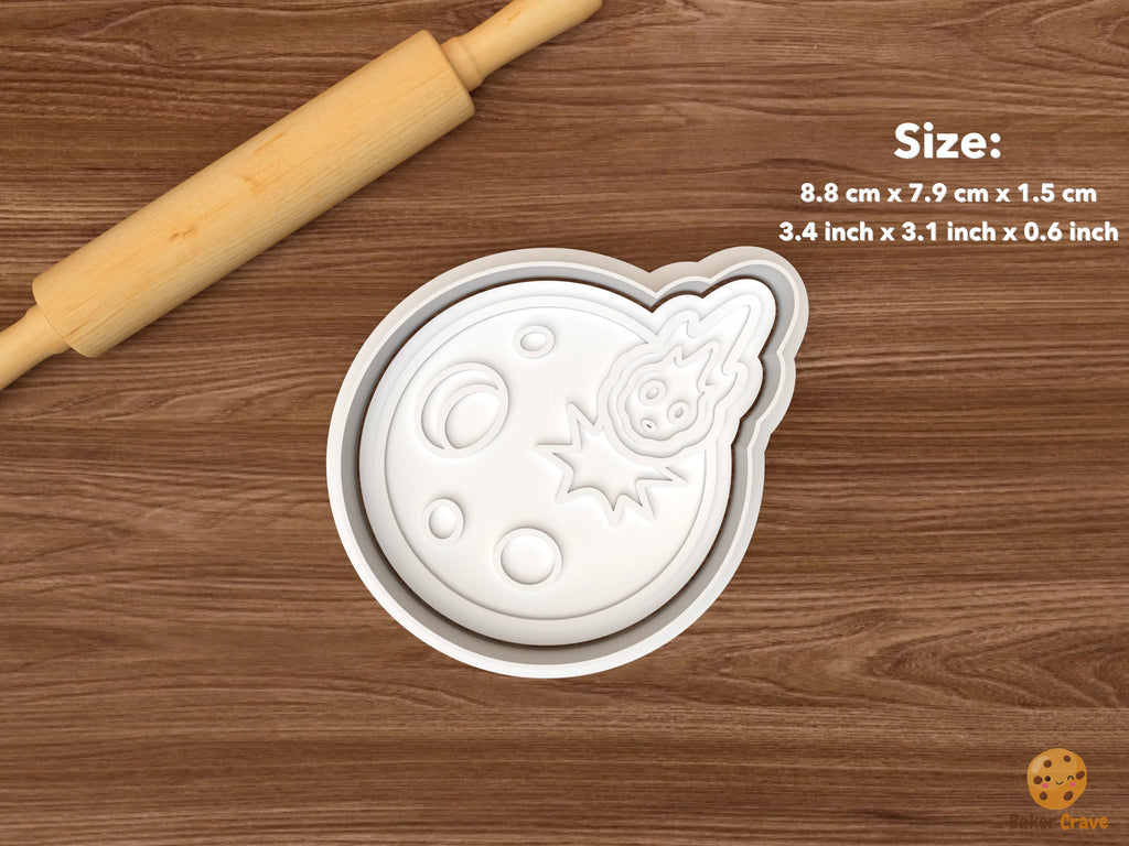 Rocket & Meteor Space Cookie Cutter Set STL File - single moon impact crater