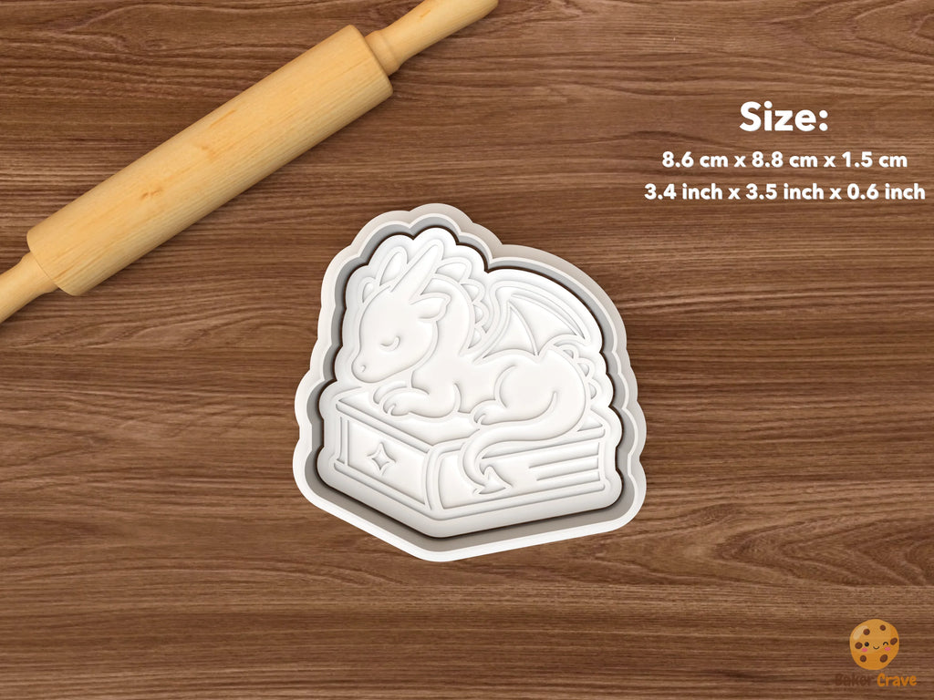 Romantasy Cookie Cutter Set STL File - single dragon on book