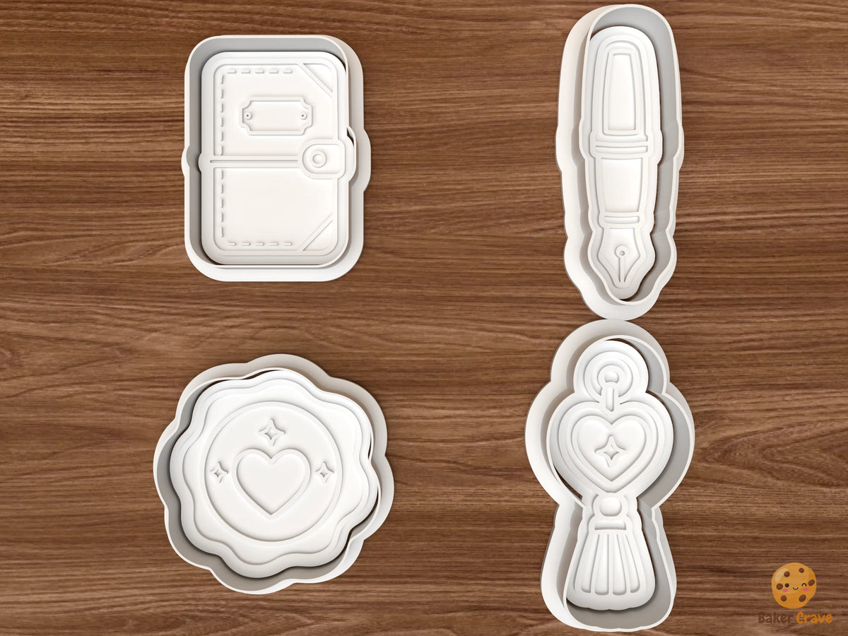 Romantic Stationery Cookie Cutter Set STL File - 01 set main
