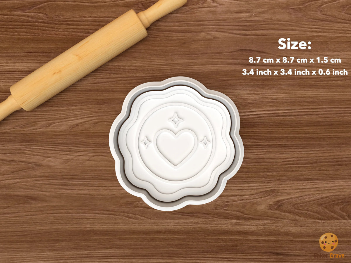 Romantic Stationery Cookie Cutter Set STL File - single heart wax seal