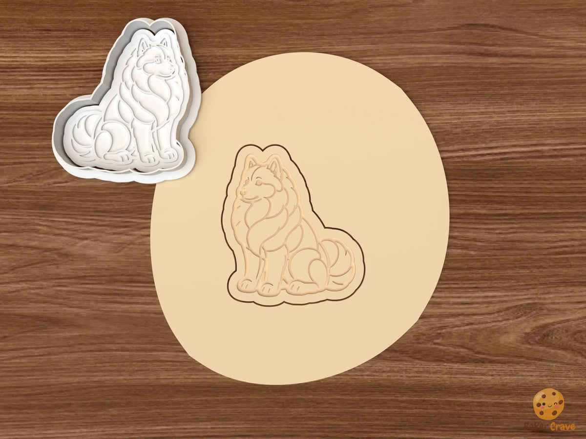 Samoyed Dog Cookie Cutter Set - dough sitting samoyed dog