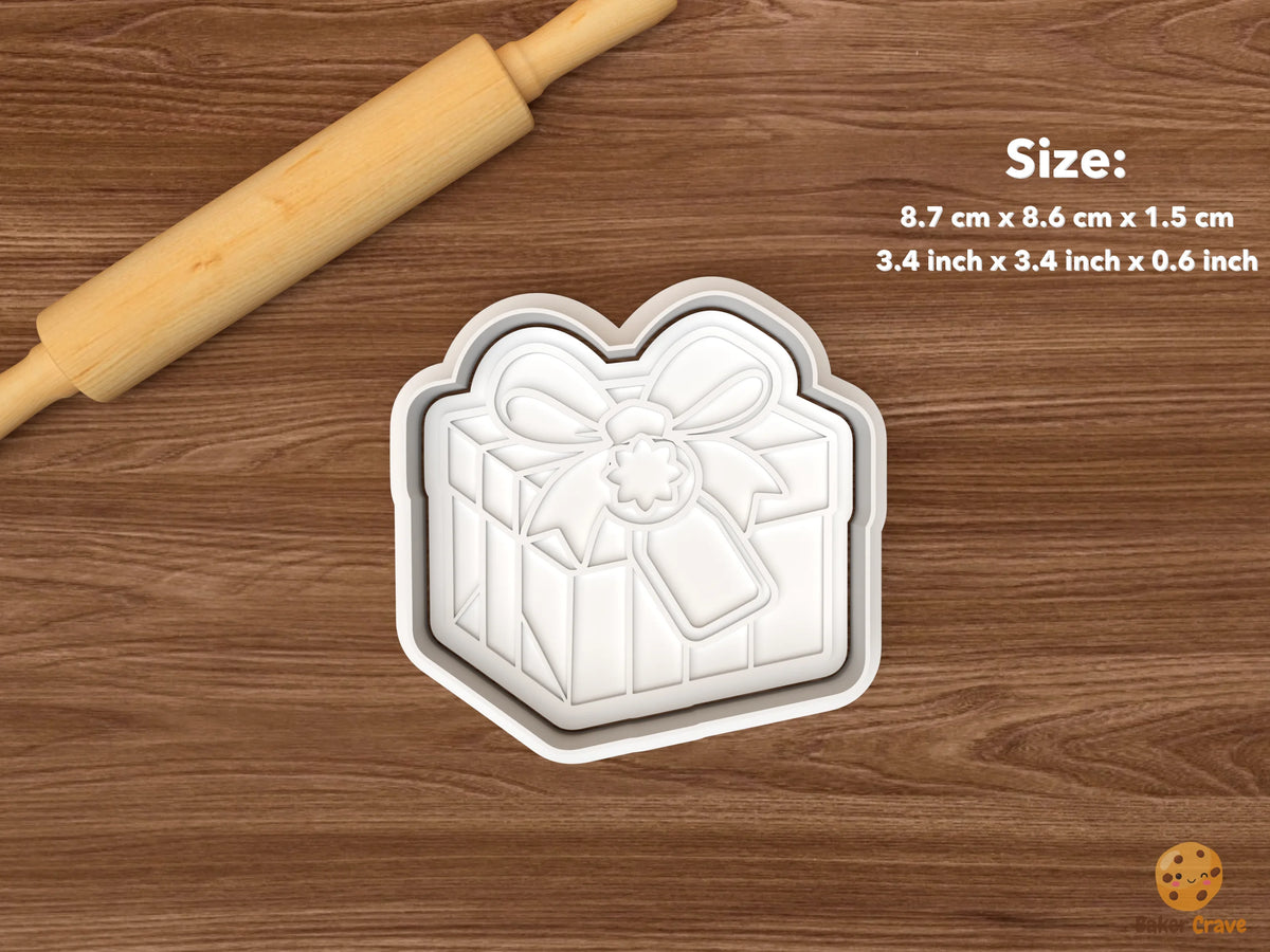 Secret Santa Gift Exchange Cookie Cutter Set STL File - single wrapped present