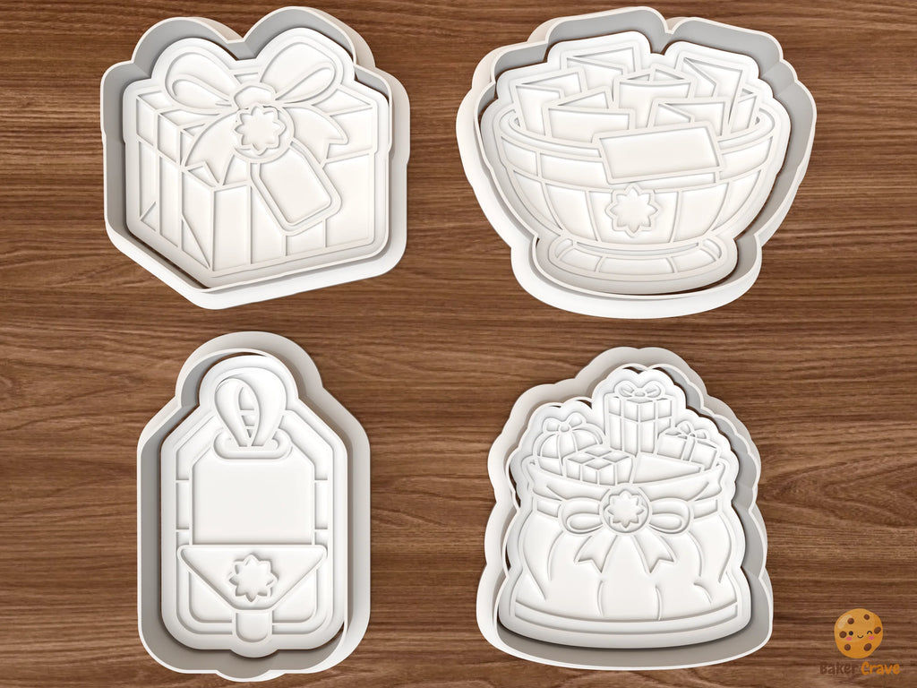 Secret Santa Gift Exchange Cookie Cutter Set STL File - 01 set main