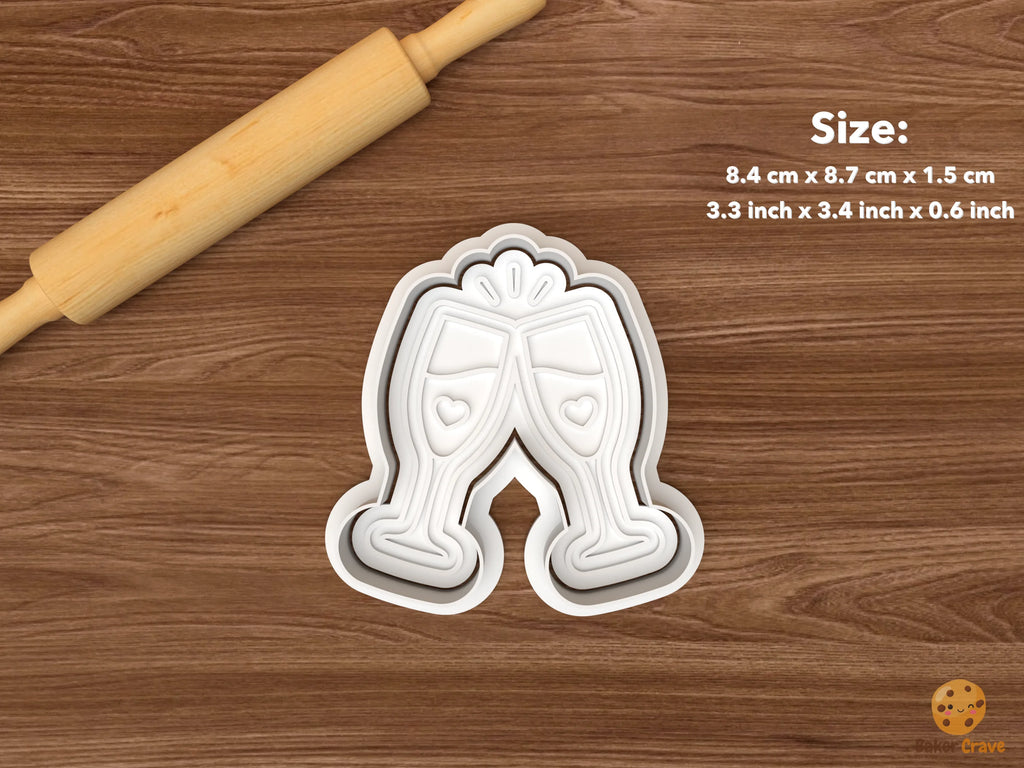 She Said Yes Cookie Cutter Set STL File - single champagne glasses