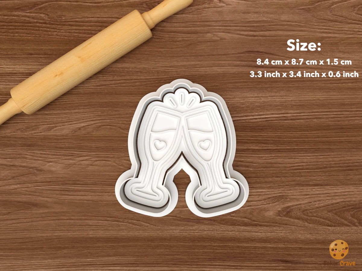 She Said Yes Cookie Cutter Set - single champagne glasses