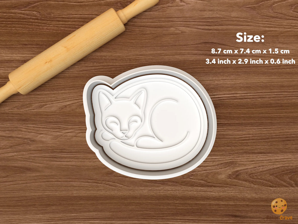 Siamese Cat Cookie Cutter Set - single sleeping siamese cat