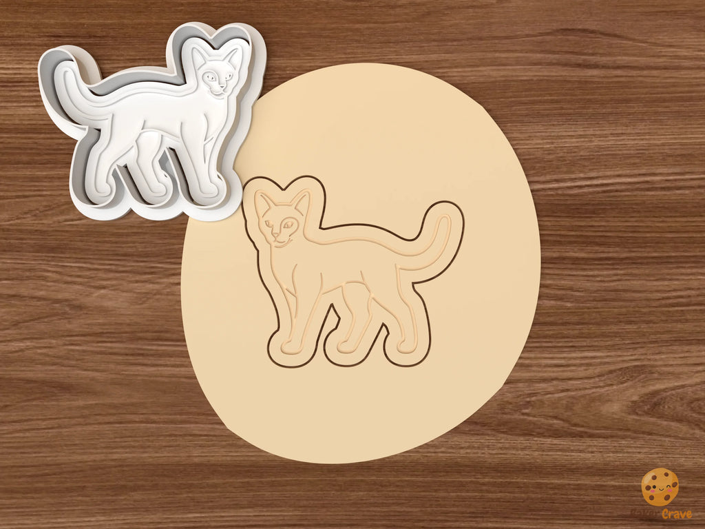 Siamese Cat Cookie Cutter Set STL File - dough standing siamese cat