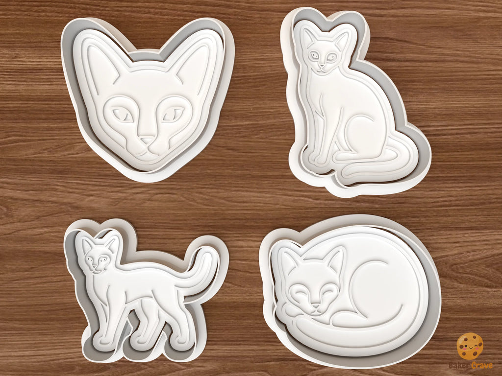 Siamese Cat Cookie Cutter Set STL File - 01 set main