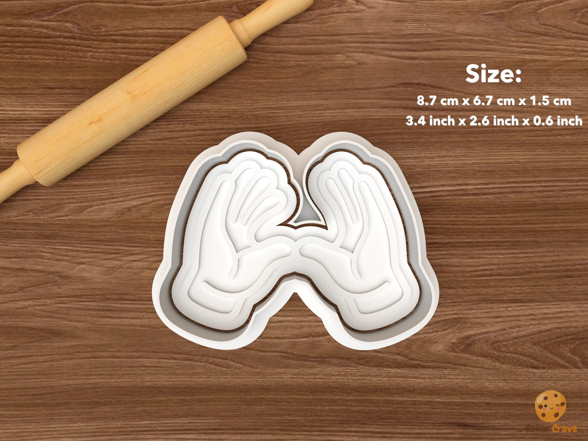 Sign Language Hands Cookie Cutter Set STL File - single two hands gesture