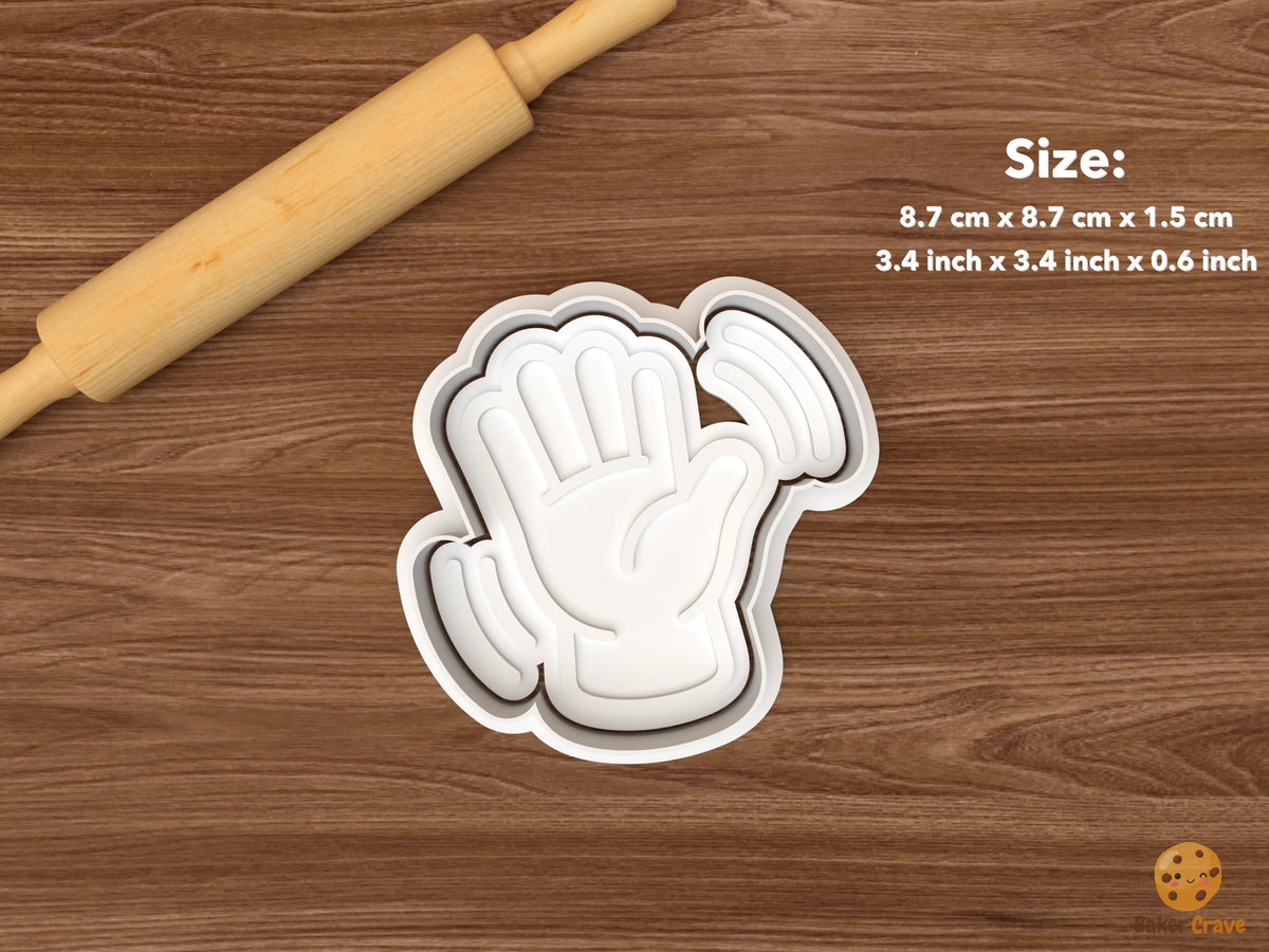 Sign Language Hands Cookie Cutter Set STL File - single waving hand