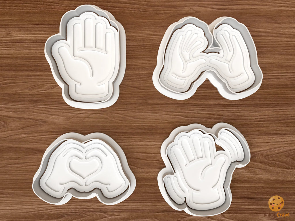 Sign Language Hands Cookie Cutter Set STL File - 01 set main