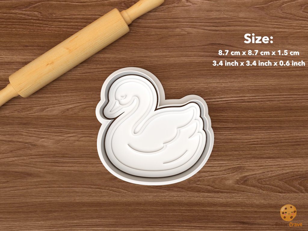 Swan Baby Shower Cookie Cutter Set STL File - single adult swan